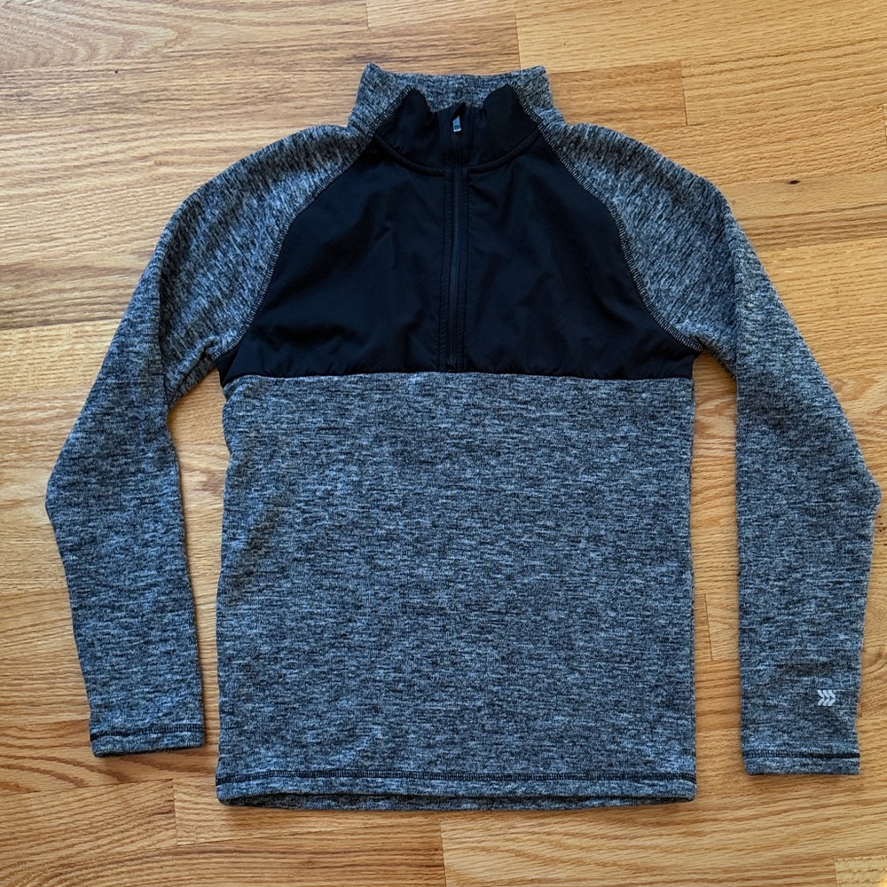 Youth Gray and Black Quarter-Zip